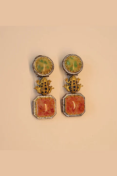 Garden Elegance Earrings  Pressed Stones With Victorian Stone Settings