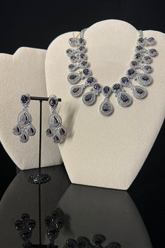 American Diamond Bridal Choker Necklace and Earring Set_JV22