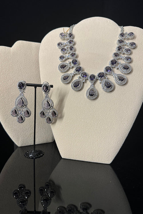 American Diamond Bridal Choker Necklace and Earring Set_JV22