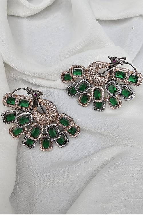 Emerald Peacock Earrings_JV44