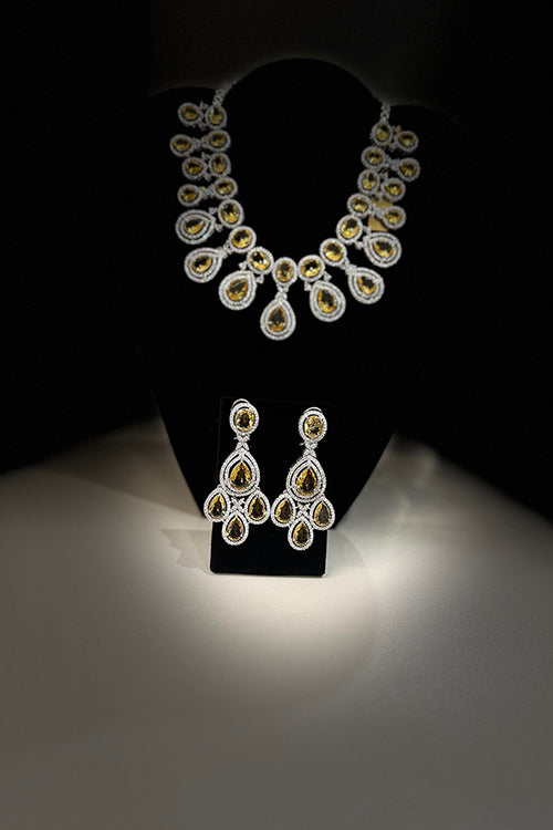 American Diamond Bridal Choker Necklace and Earring Set_JV22
