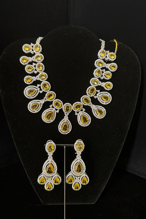 American Diamond Bridal Choker Necklace and Earring Set_JV22