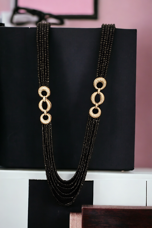 crystal and gold plated malla necklace